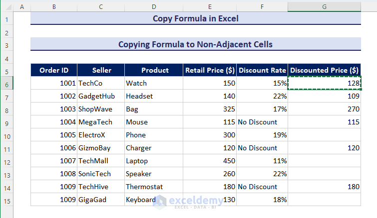 Copying formula containing cell
