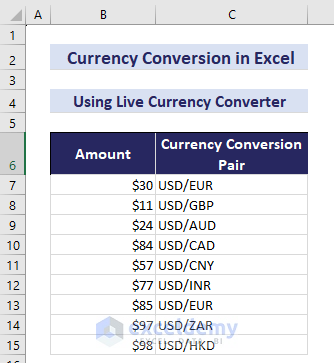 Dataset to Convert Currency Using Live Currency Converter