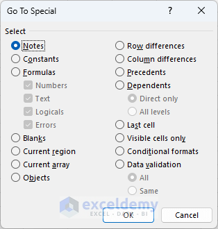 Excel Go to options