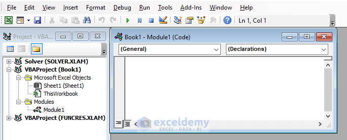 Module1 pops up to store macros in Excel VBA