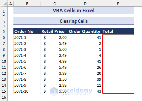 Cleared cells using VBA Cells property