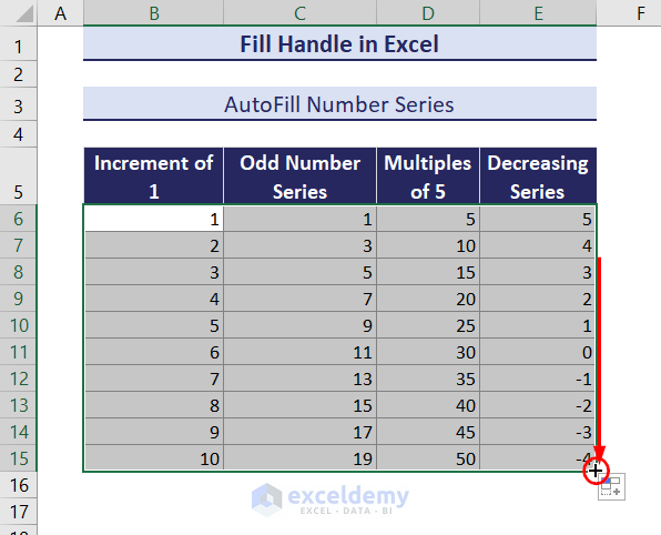 AutoFill number series working properly
