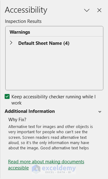 Accessibility Checker task pane