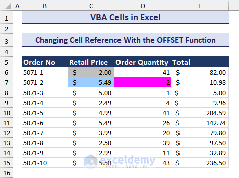 VBA Changing cell reference with offset function and cells property
