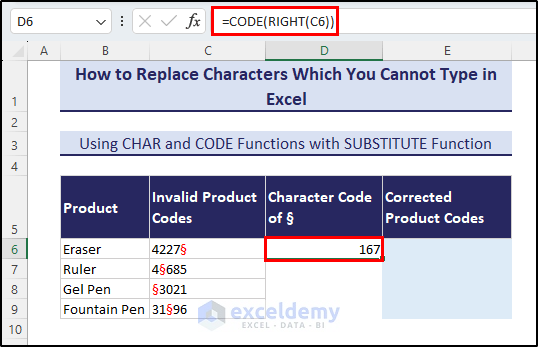 Finding out code number of the special character
