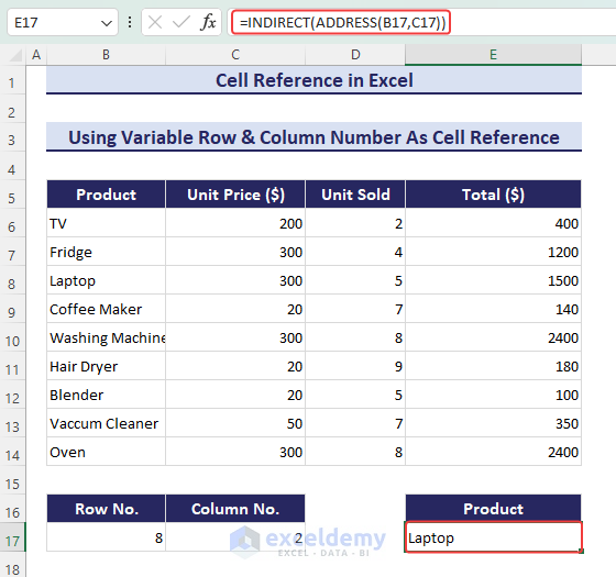 34- How to Use Variable Row & Column Number As Cell Reference