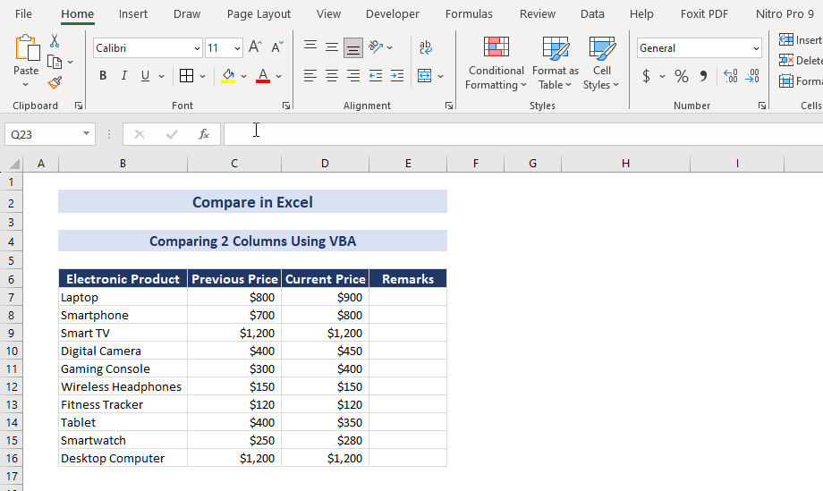 Comparing 2 Columns Using VBA