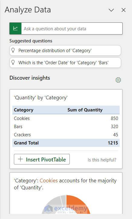 Analyze the Data task pane