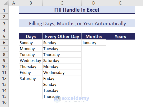 First entry for filling months