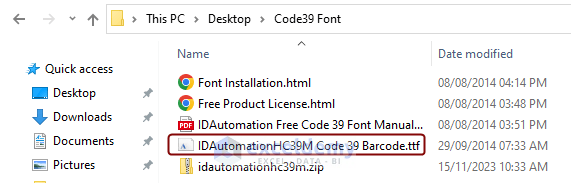 Opening Code 39 Font File