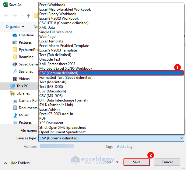 Select CSV to Export Data