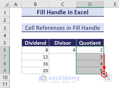 Formula working properly for fill handle with proper references