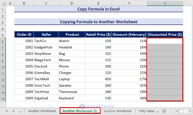 Selecting cells in another worksheet