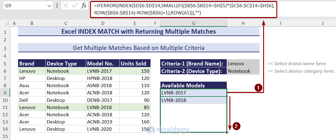 Excel INDEX MATCH Formulas with Returning Multiple Matches