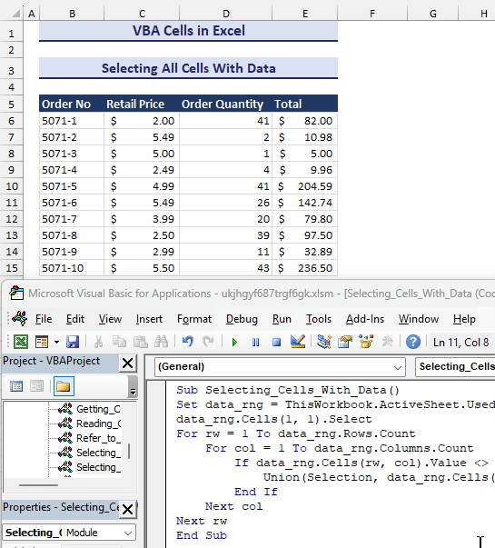 Selecting All Cells with data with VBA 