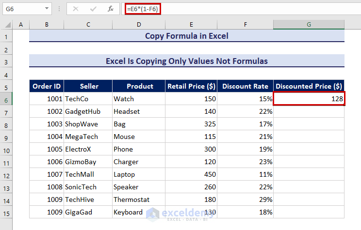 Typing formula in Excel cell