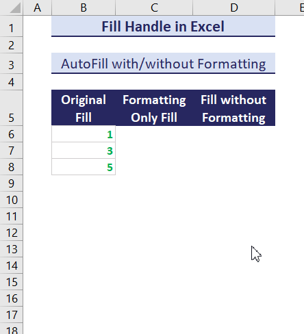 Fill handle copying values and formattings