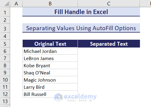 Dataset for separating text