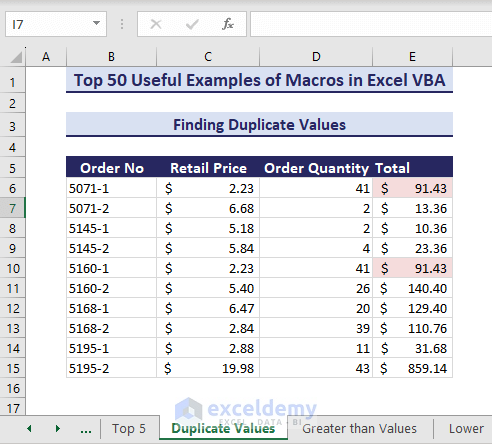 Duplicate values obtained using macros in Excel VBA