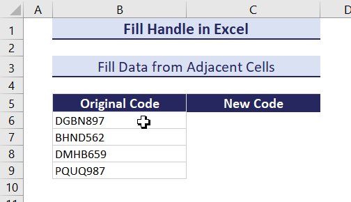 copying cell using fill handle