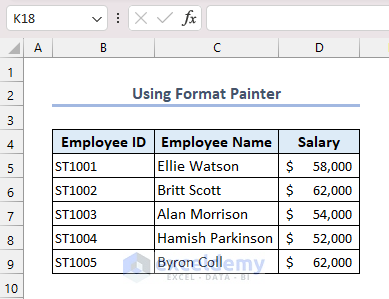 Dataset for Using Format Painter to Repeat Format