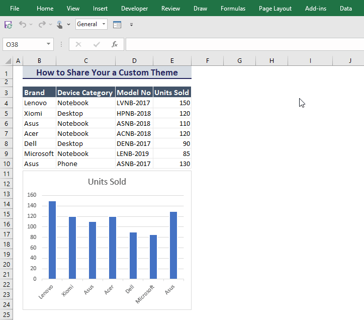 Share the custom Excel theme with other people