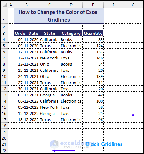 darker Excel gridlines