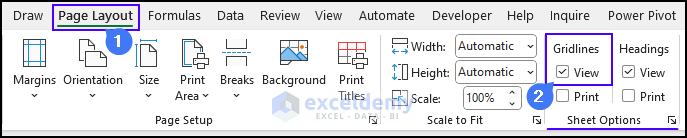using print layout tab