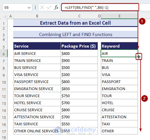 Extracting Data from an Excel Cell