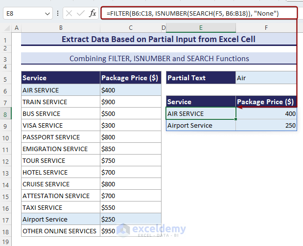 Extracting Data Based on Partial Input from Excel Cell