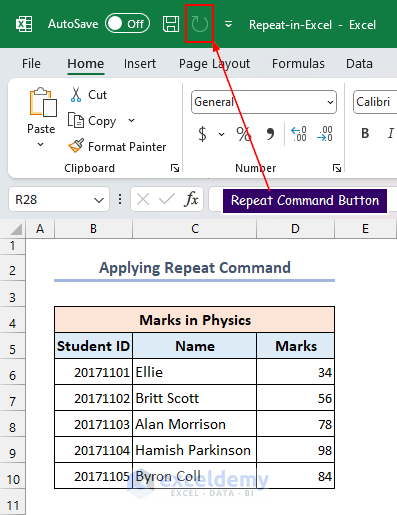 Repeat Command Button in Excel
