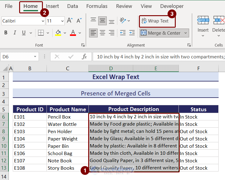 Wrap Text to Merged Cells