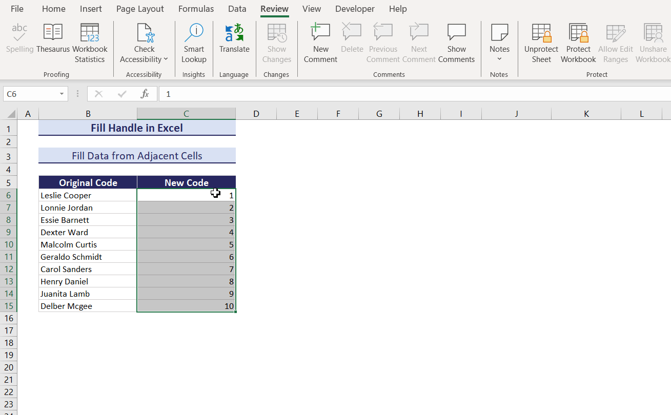 Fill handle not working in protected worksheet