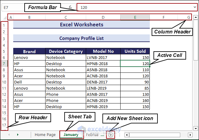 Excel worksheet