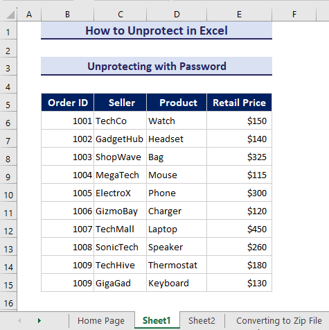 1-Overview of unprotecting in Excel