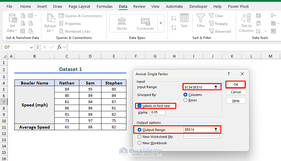1. Anova in Excel