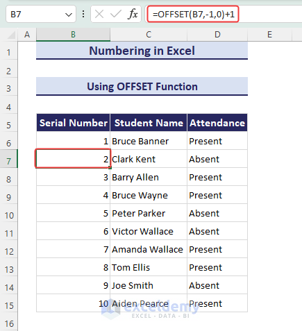 11-Numbering Using Offset function