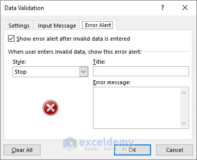  Error Alert in Data Validation