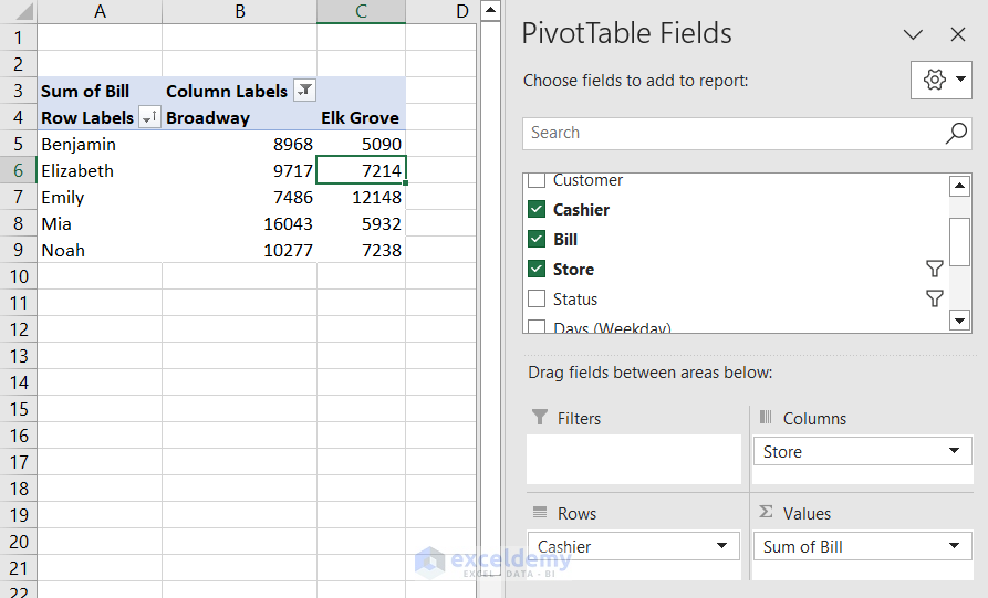 some location filtered form pivot table