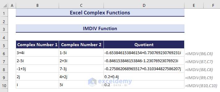 11-Using Excel IMDIV function