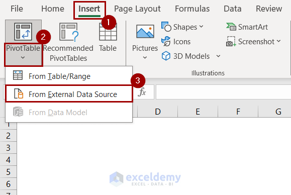 selecting option for external source
