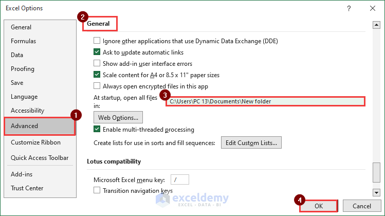 Inserting excel files location address