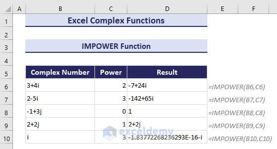 12-Using Excel IMPOWER function