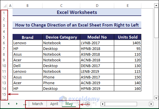 Excel sheet direction from left to right