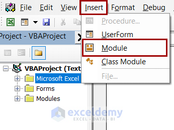 inserting module in vba