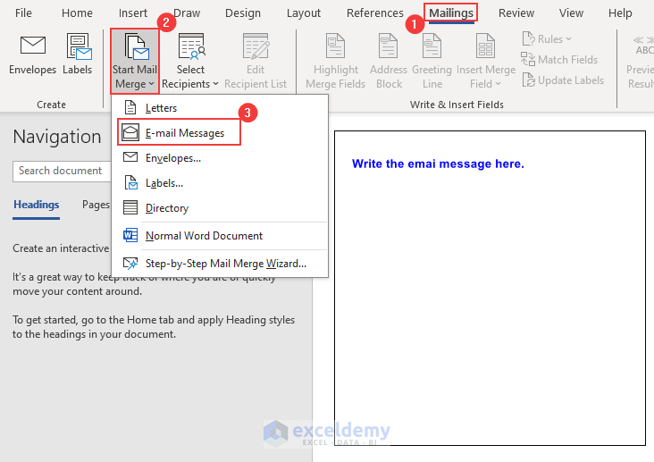 Email Message in Word for Mail Merge
