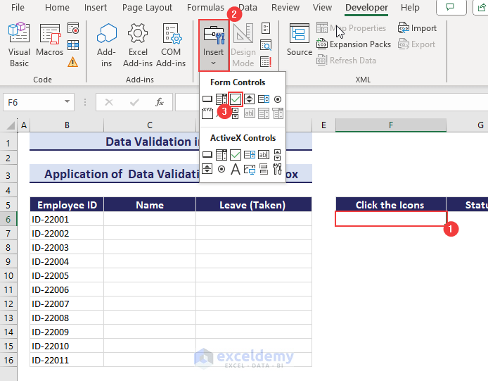  Adding Check Box for Data Validation