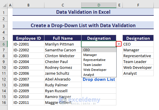 Icon for the List of Data Validation