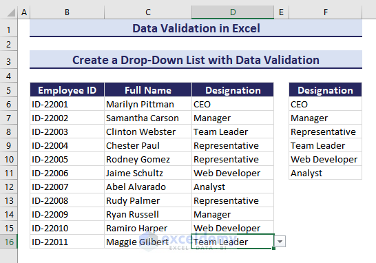 Adding data to the Table from Data Validation