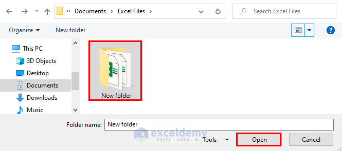 Opening the files containing folder